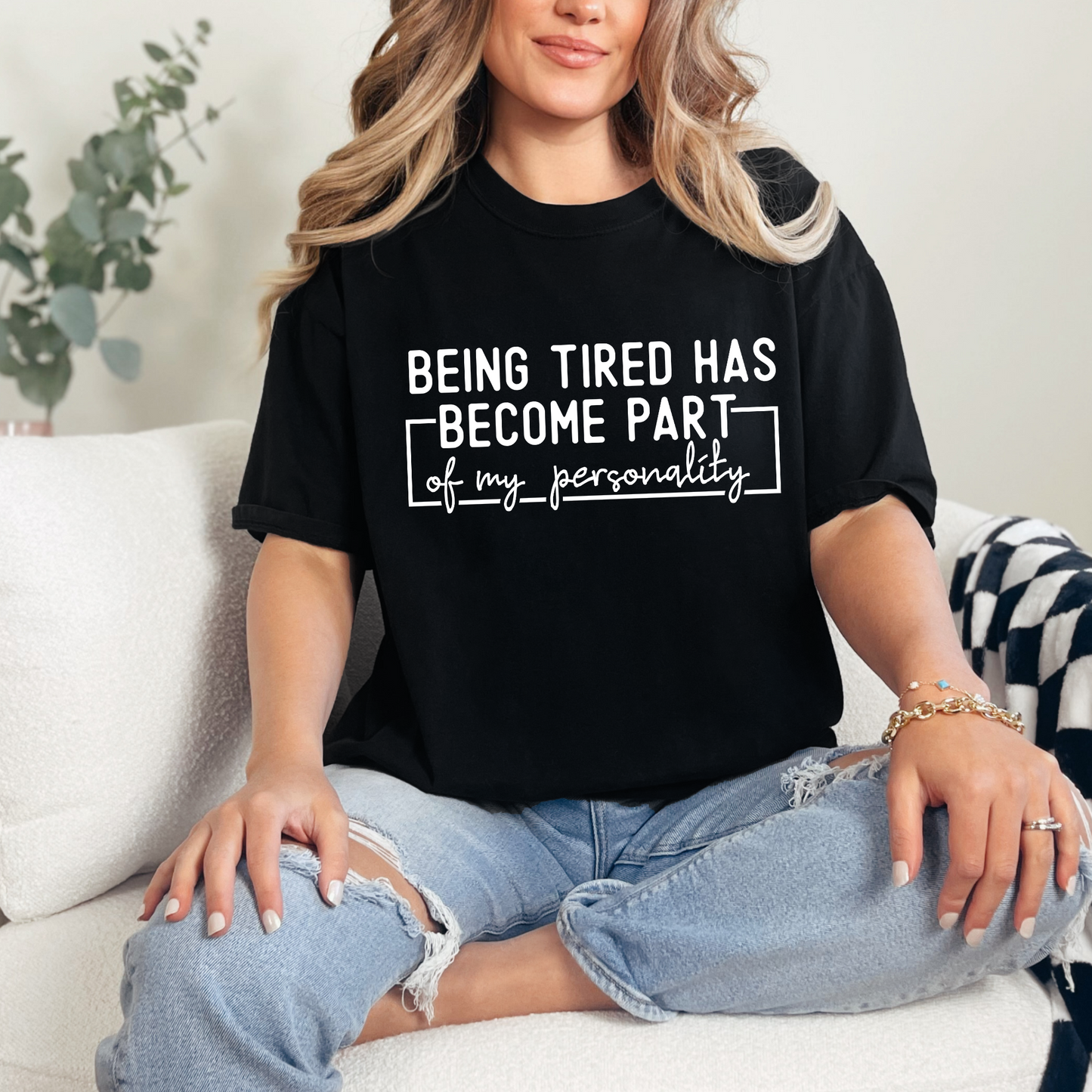 Wholesale Being Tired Graphic Tee - Black Tee