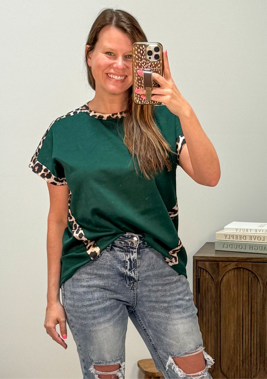 Leopard Trim Shirt FB