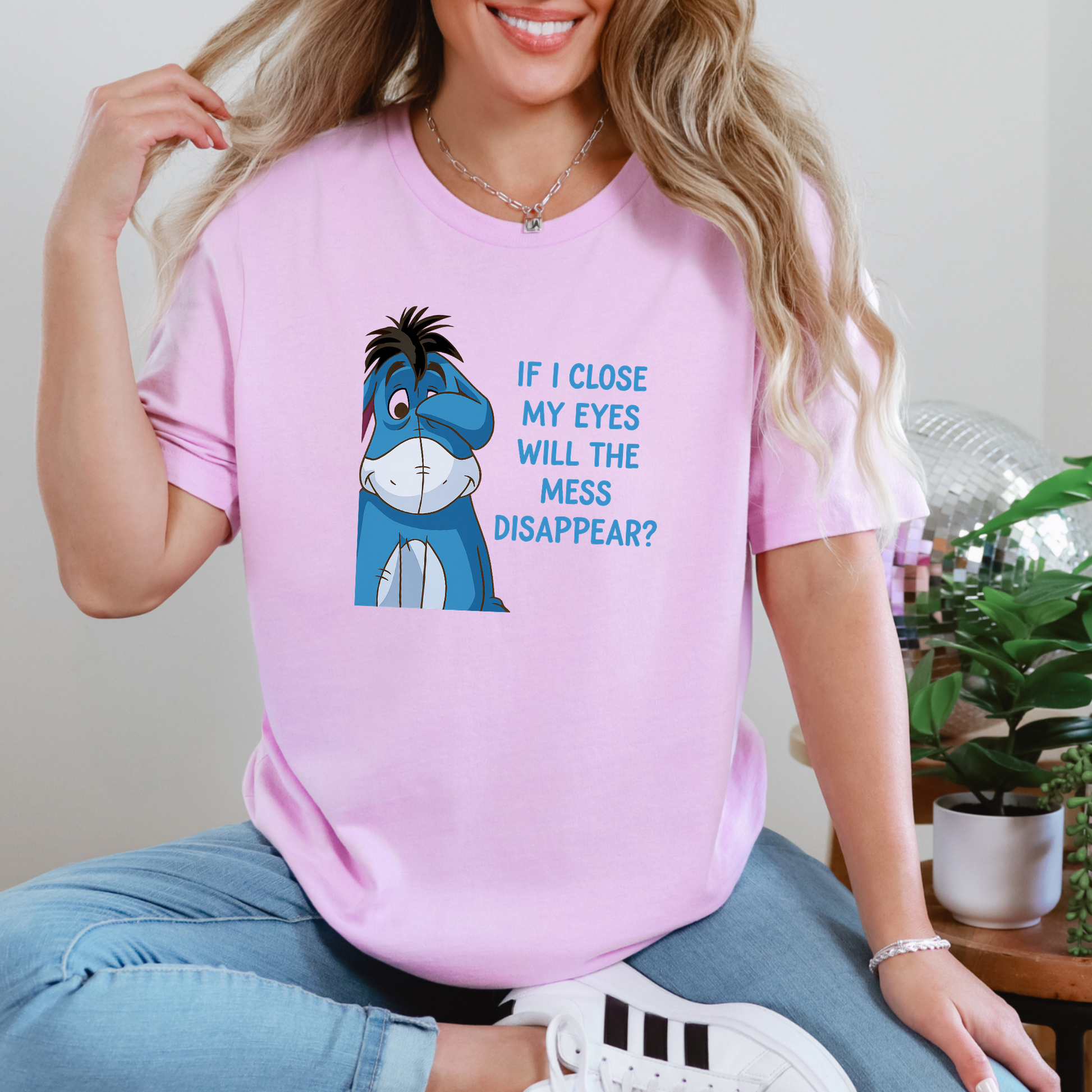 Wholesale Mess Disappear Graphic Tee - Lilac Tee