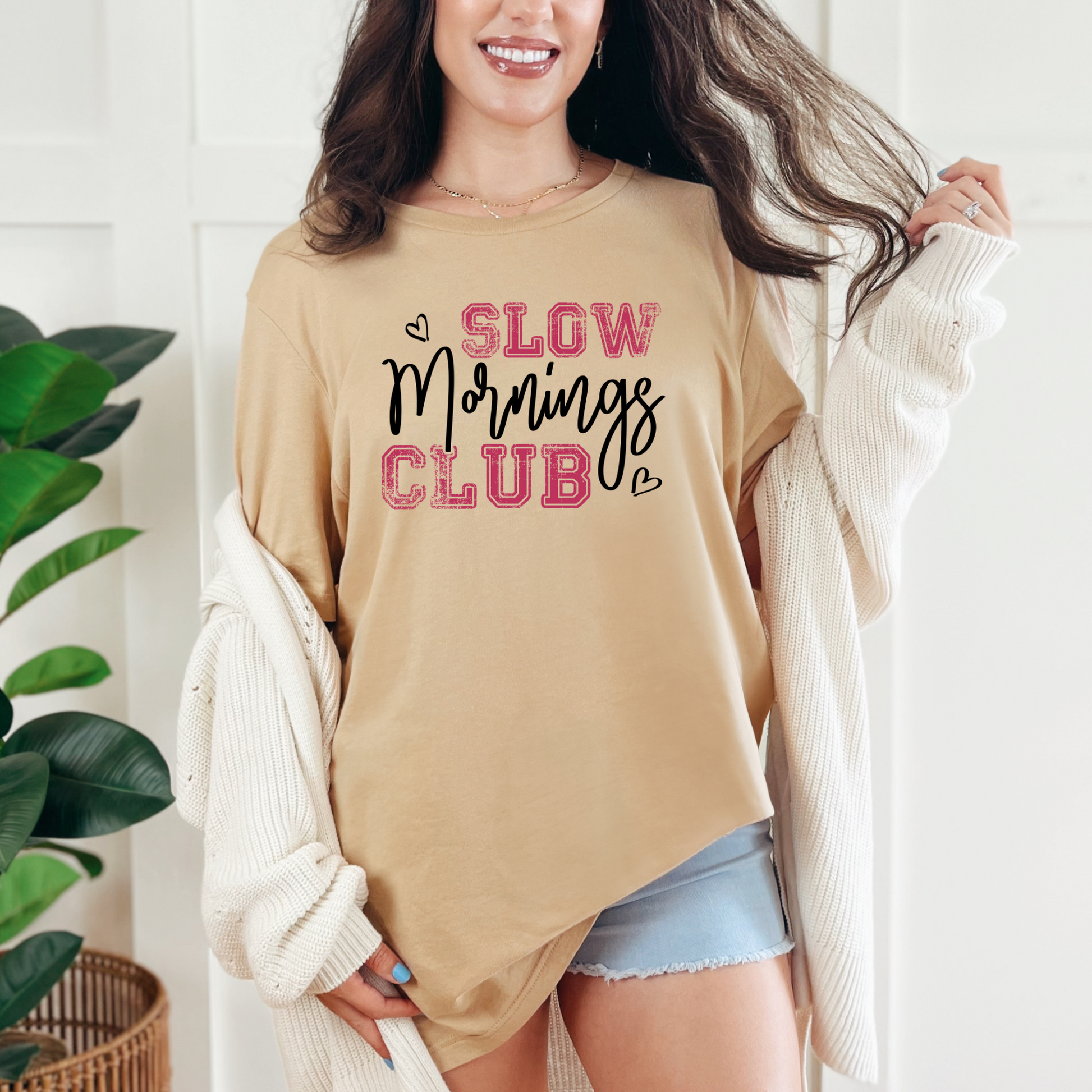 Wholesale Slow Mornings Graphic Tee - Sand Dune Tee