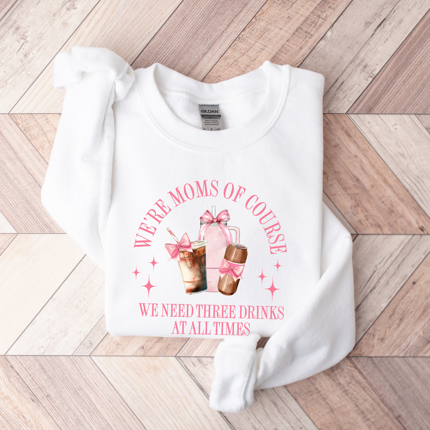 Wholesale Moms Three Drinks Graphic Tee - White Tee