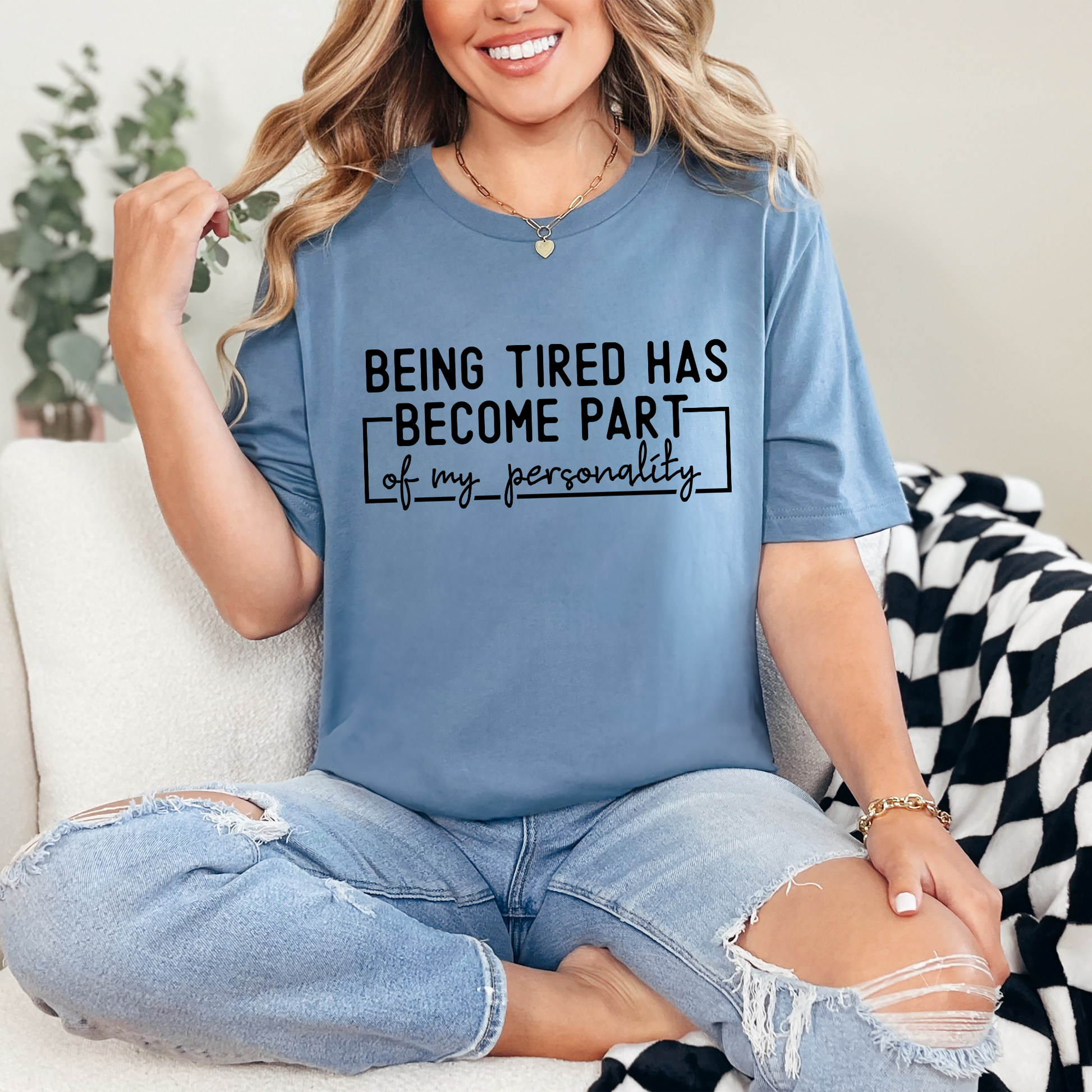 Wholesale Being Tired Graphic Tee - Steel Blue Tee