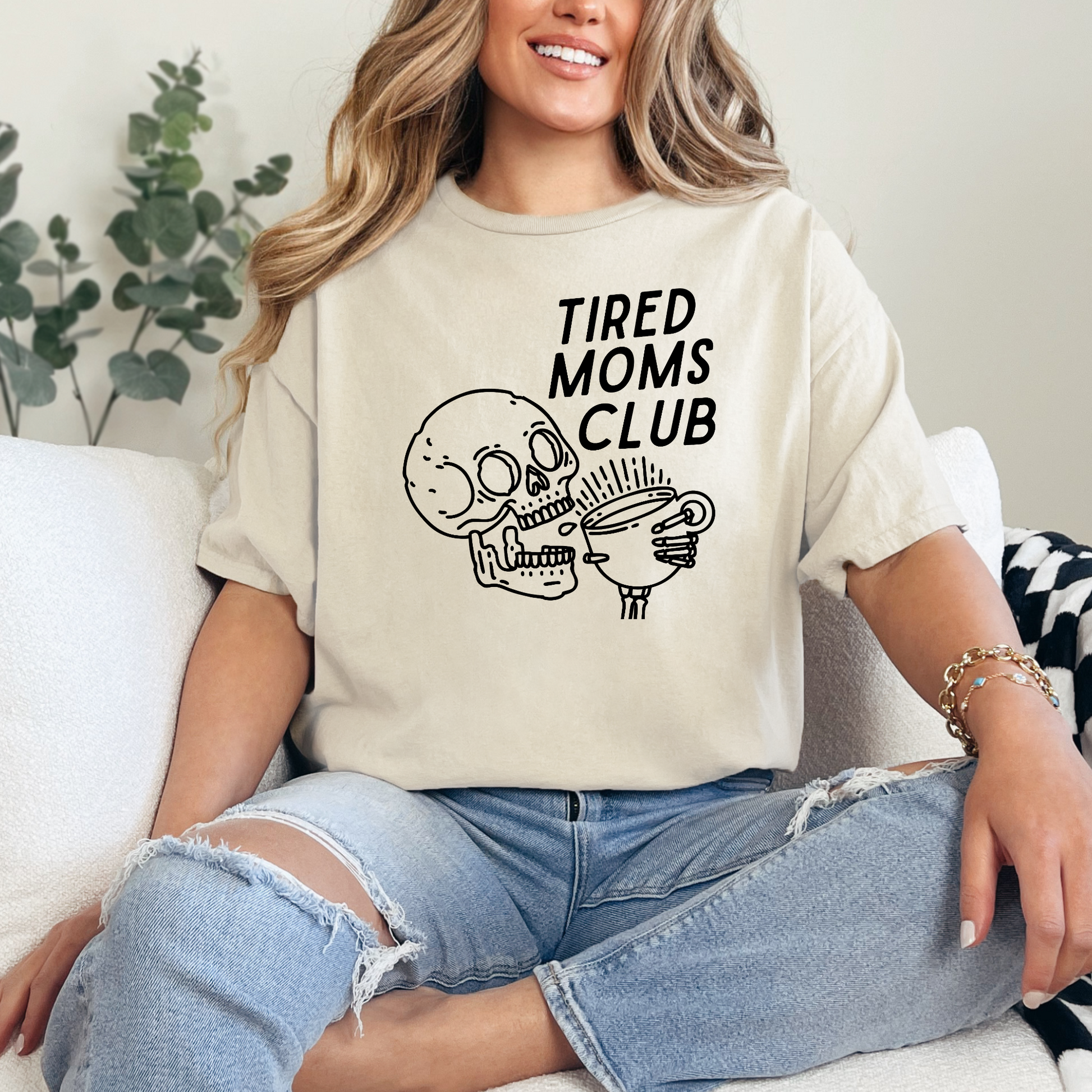 Wholesale Tired Moms Skull Graphic Tee - Ash Tee