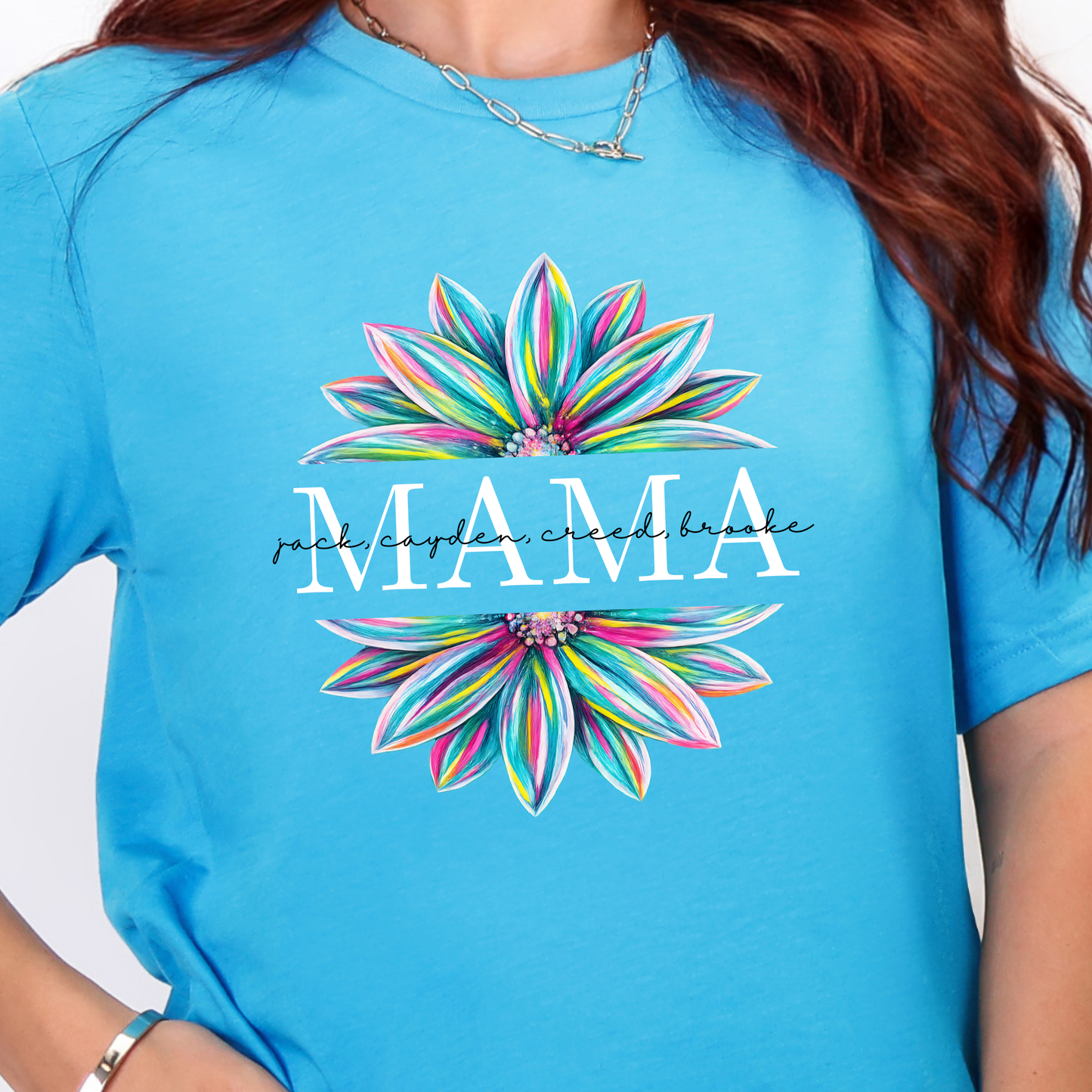 Custom Floral Mama with Names Graphic Tee
