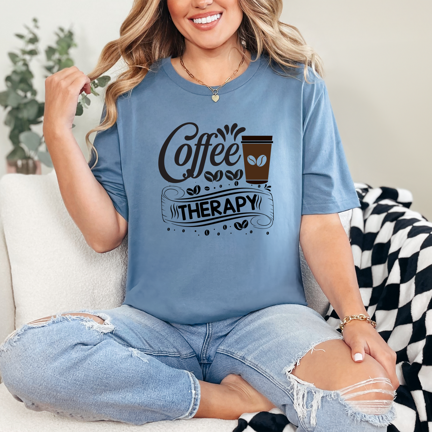 Wholesale Coffee Therapy Graphic Tee - Lilac Tee