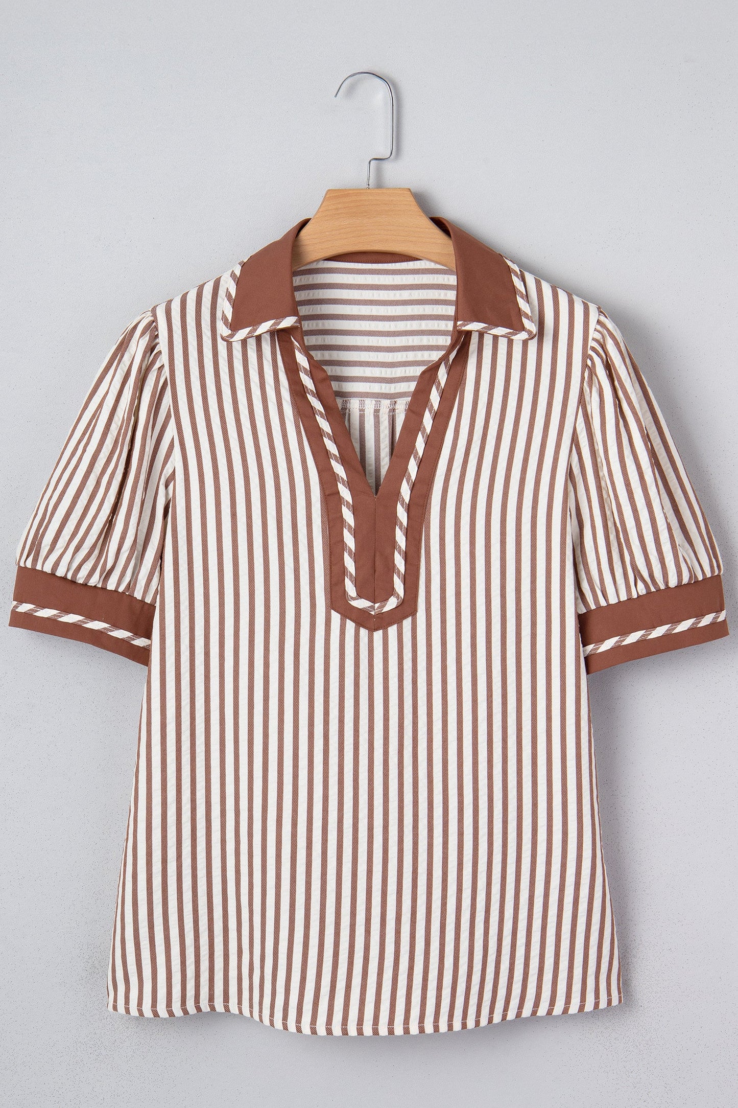 Stripe Bubble Sleeve Blouse LT