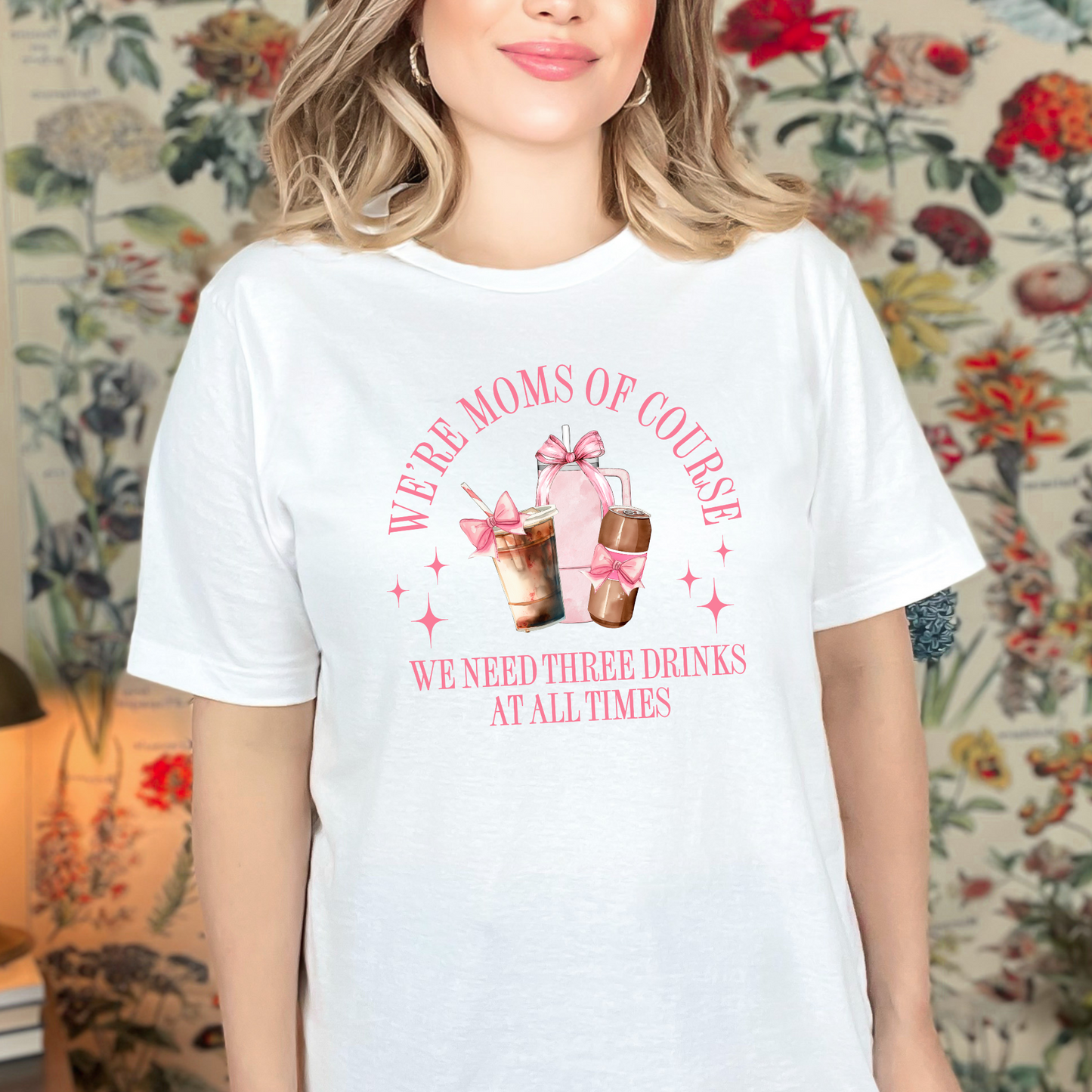 Wholesale Moms Three Drinks Graphic Tee - White Sweatshirt