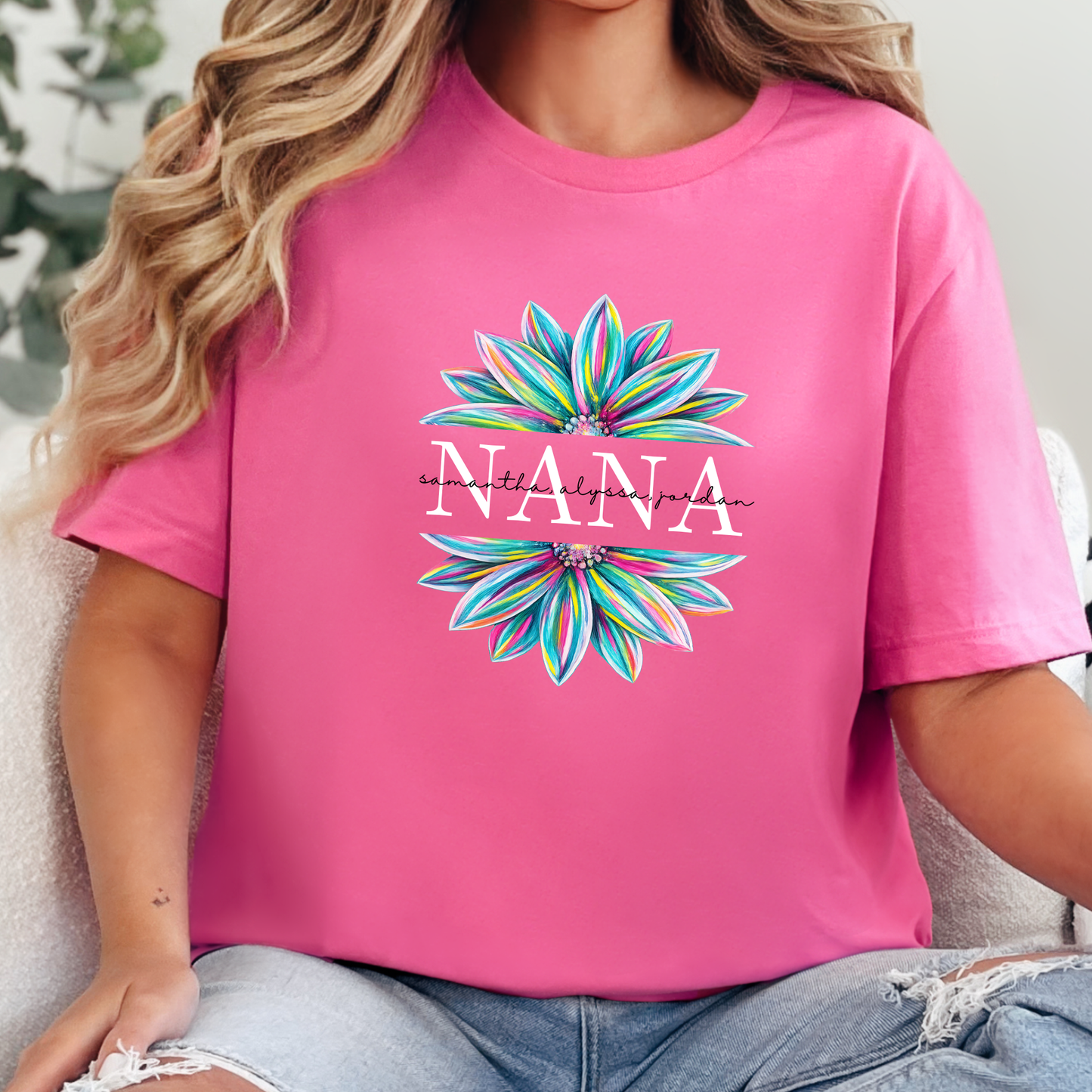 Custom Floral Mama with Names Graphic Tee