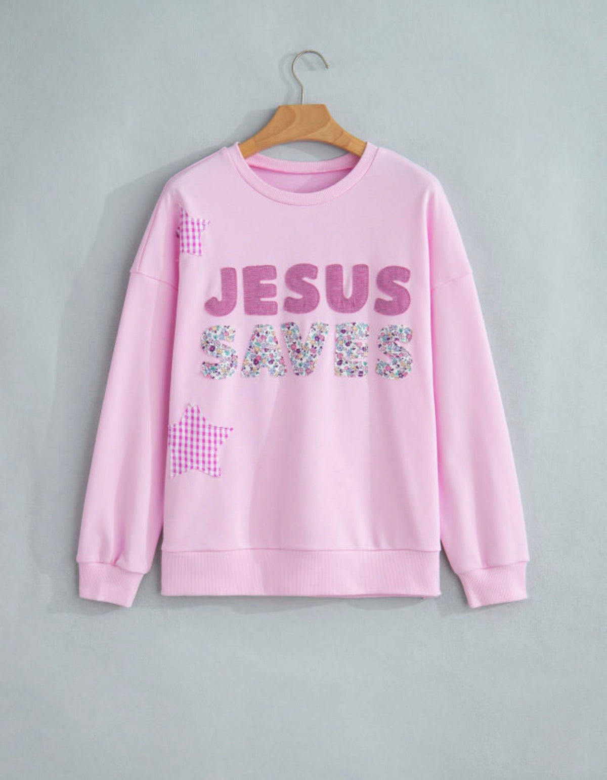 Patchwork Jesus Saves Baggy Sweatshirt