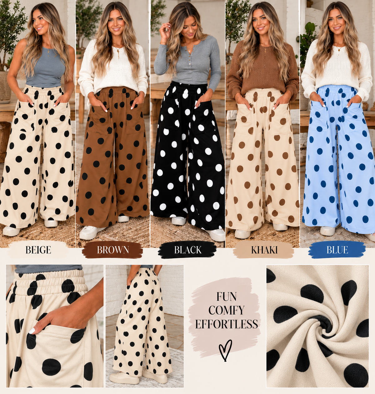 Polka Dot Wide Leg Pants