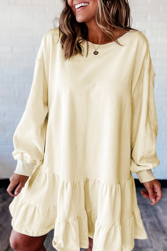 Beige Double Ruffle Dress LT