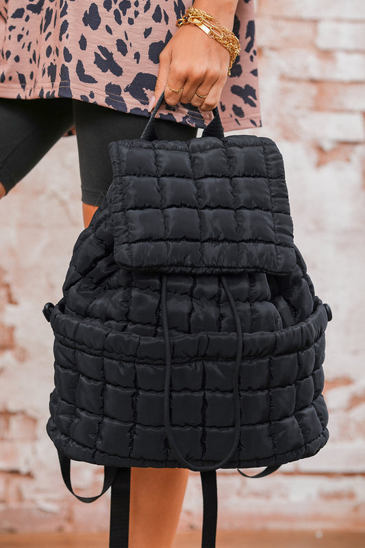Black Quilted Puffer Backpack RTS
