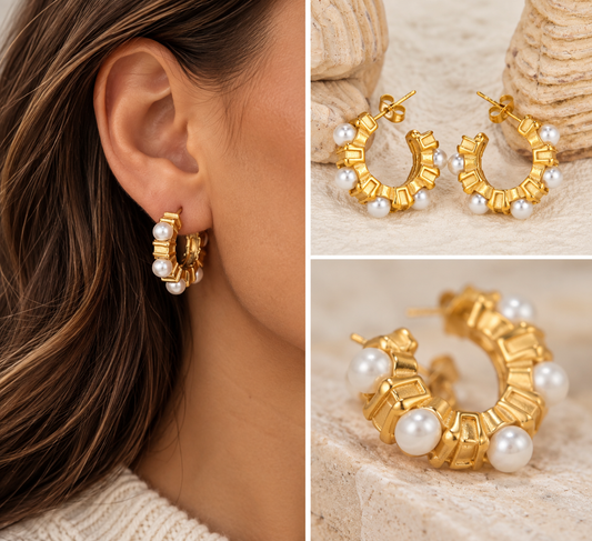 Pearl Hoop Earrings New RTS