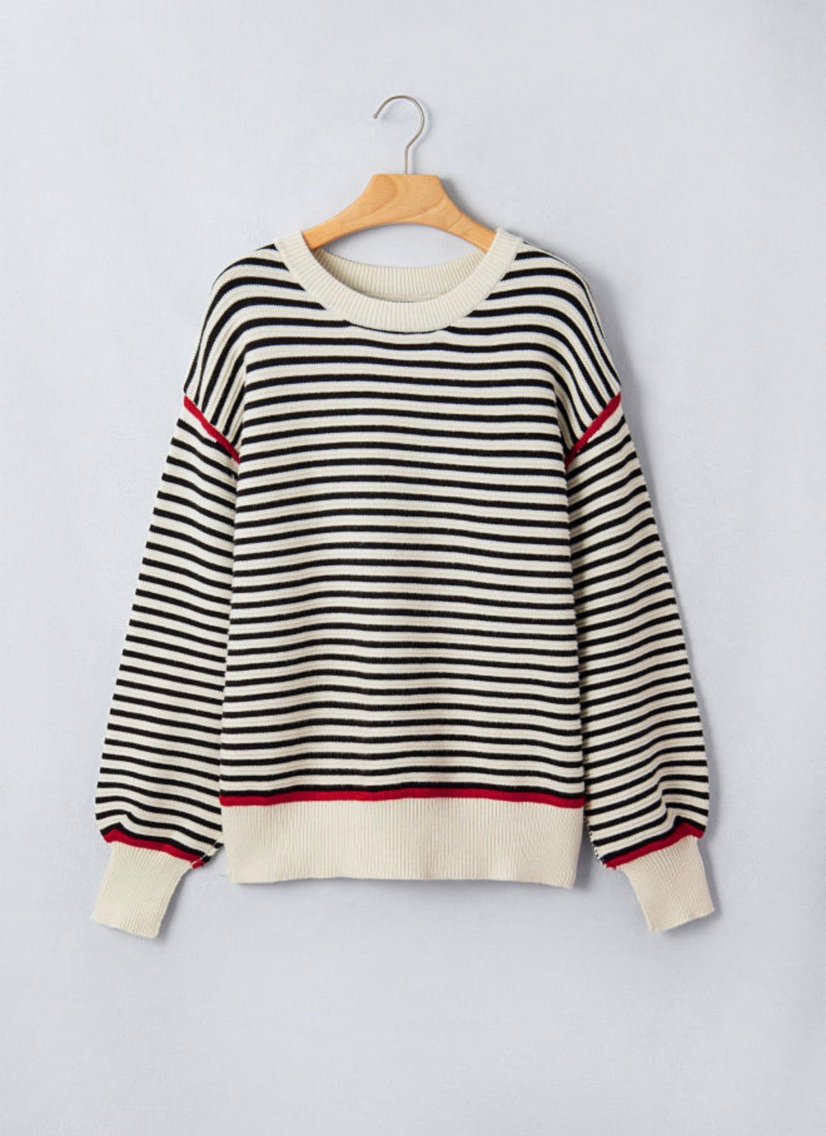 Black Stripe Ribbed Sweater