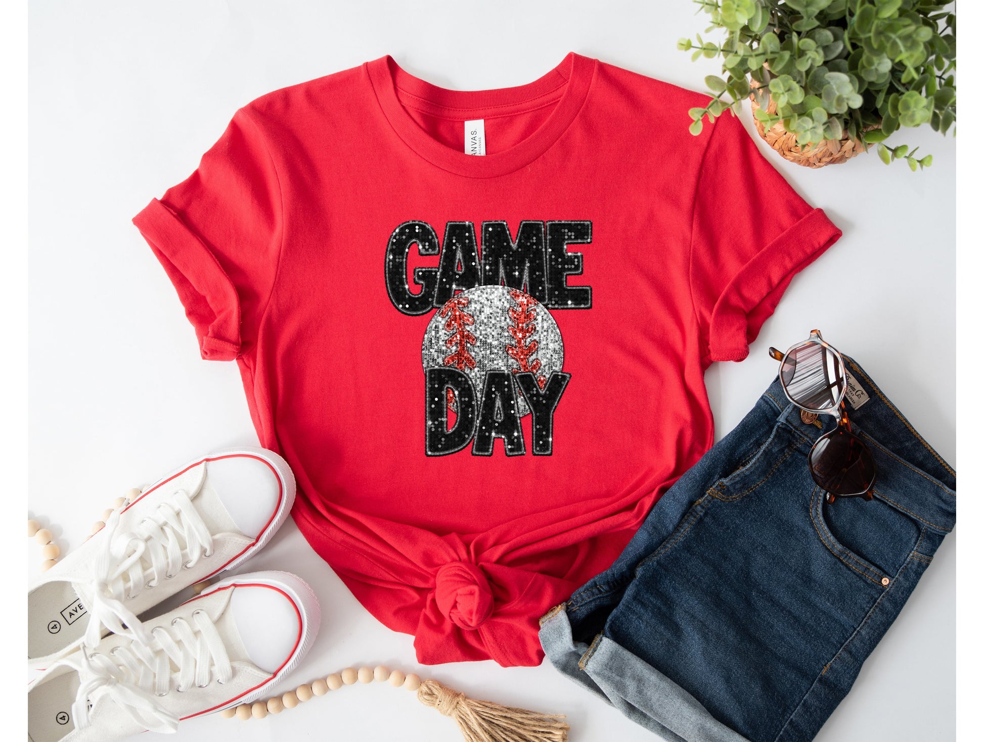 Wholesale Baseball Bling Graphic Tee - White Tee