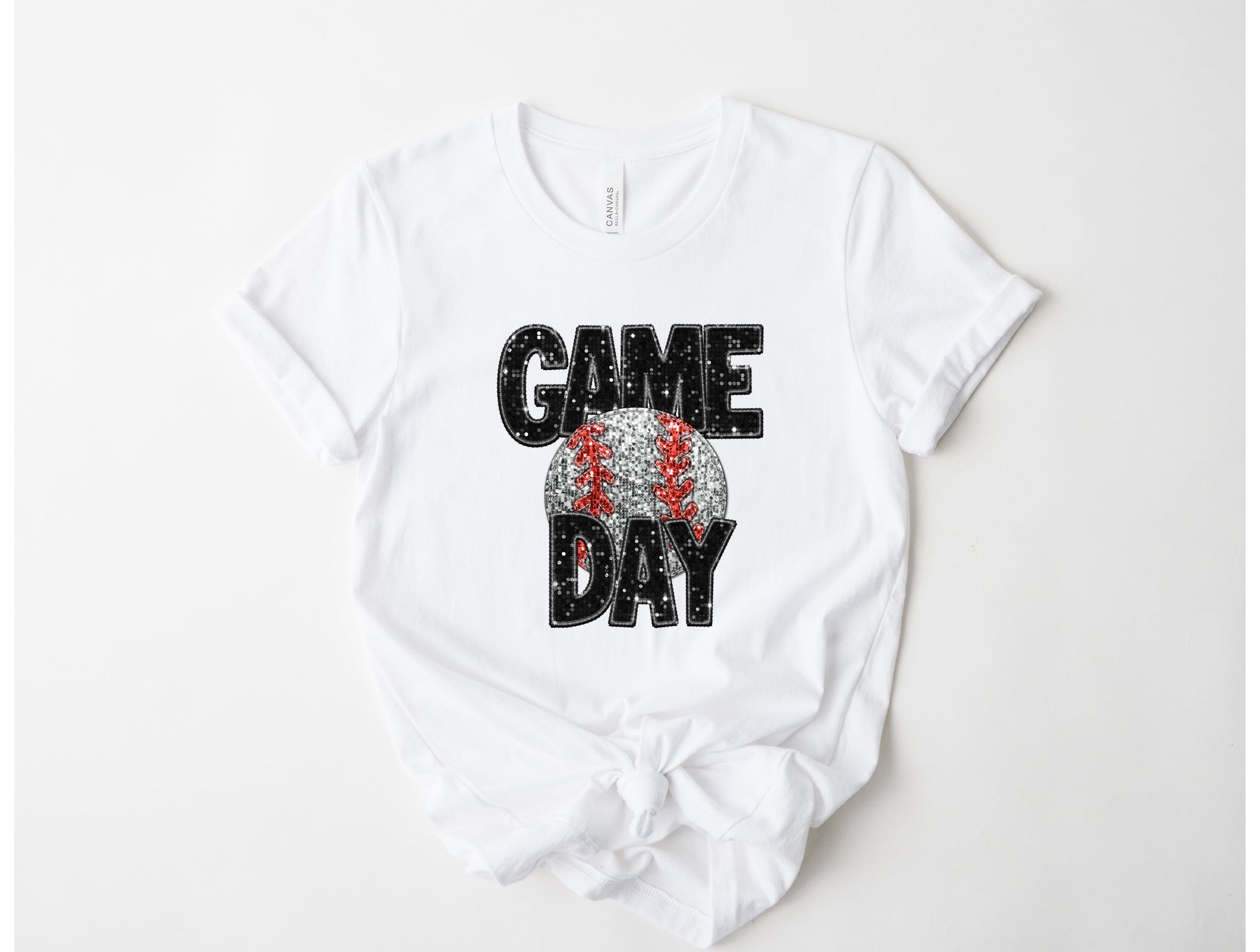Wholesale Baseball Bling Graphic Tee - Red Sweatshirt