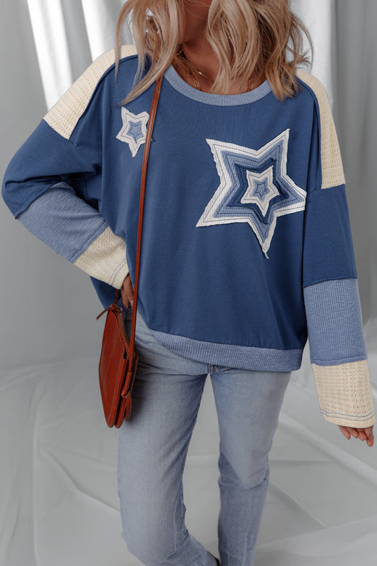 Blue Colorblock Star Top LT