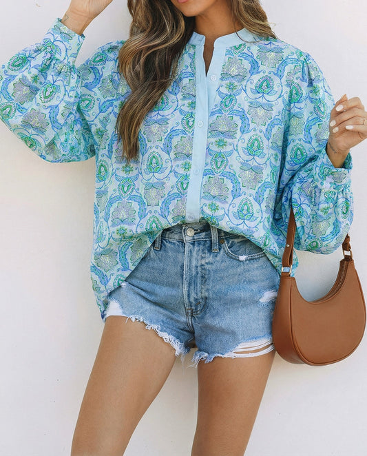 Blue Paisley Loose Blouse LT