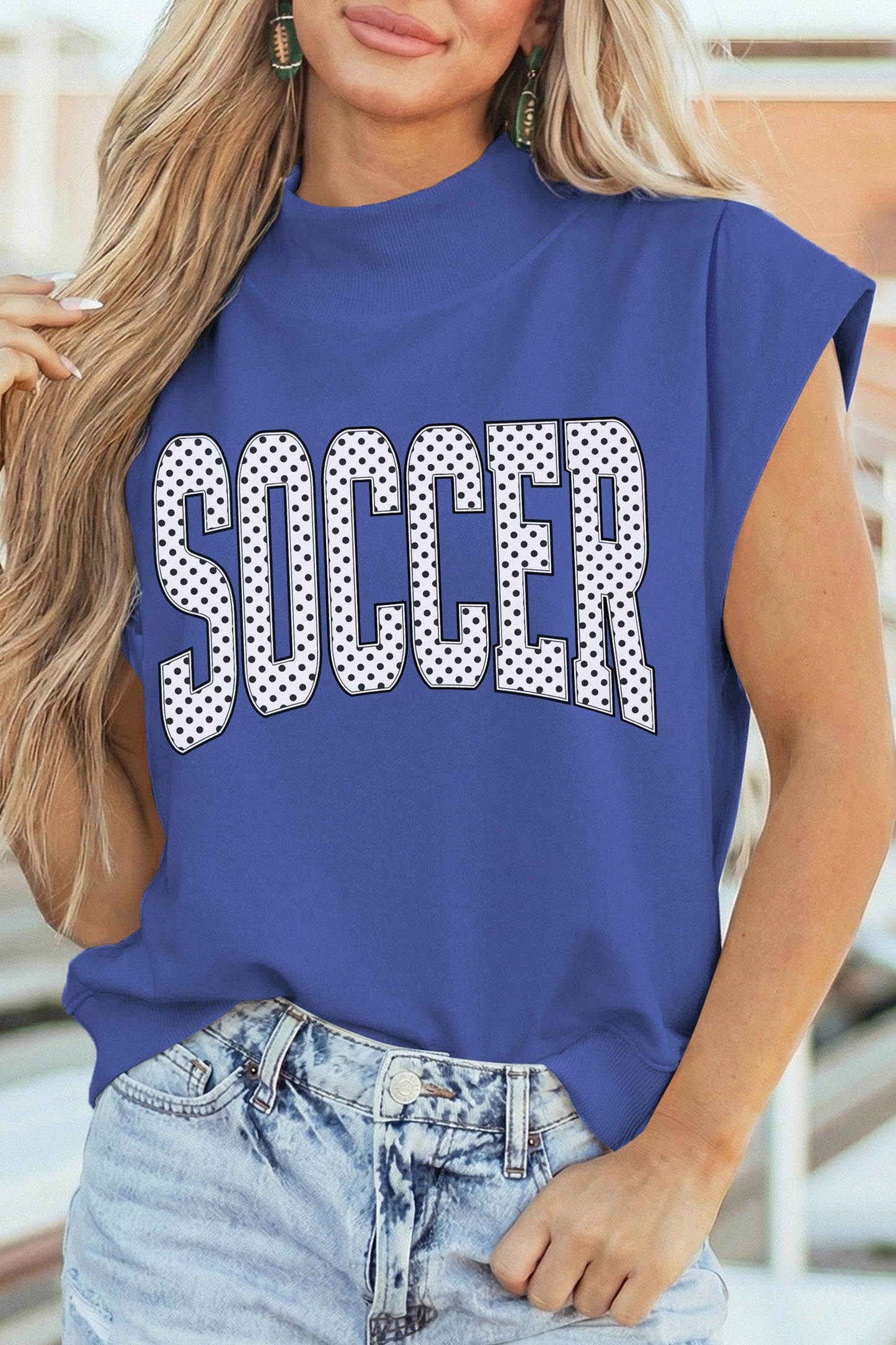 Blue Polka Dot SOCCER Top