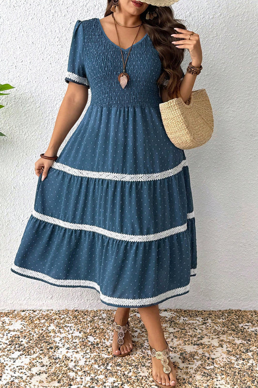Blue Plus Dot Lace Dress