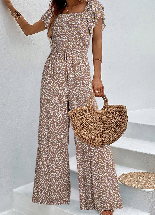 Brown Floral Ruffled Jumpsuit LT