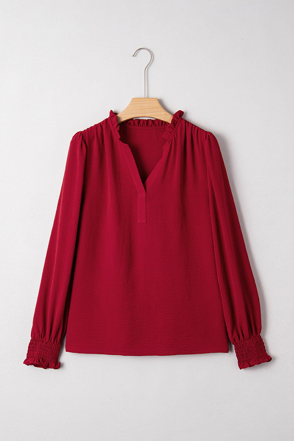 Burgundy Shirred Cuff Blouse LT