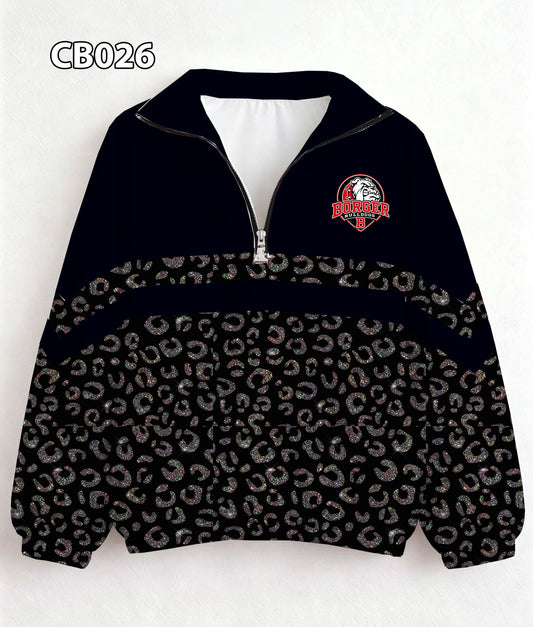 ADULT Black Leopard Bulldog Pullover
