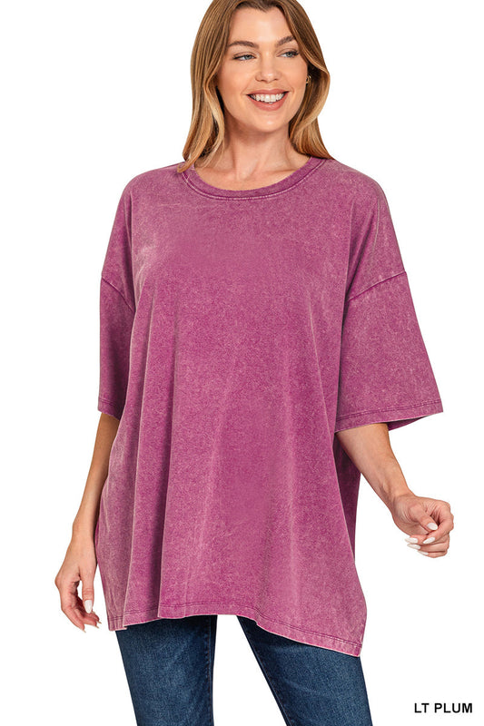 Acid-Wash Boyfriend Box Top Zenana New RTS