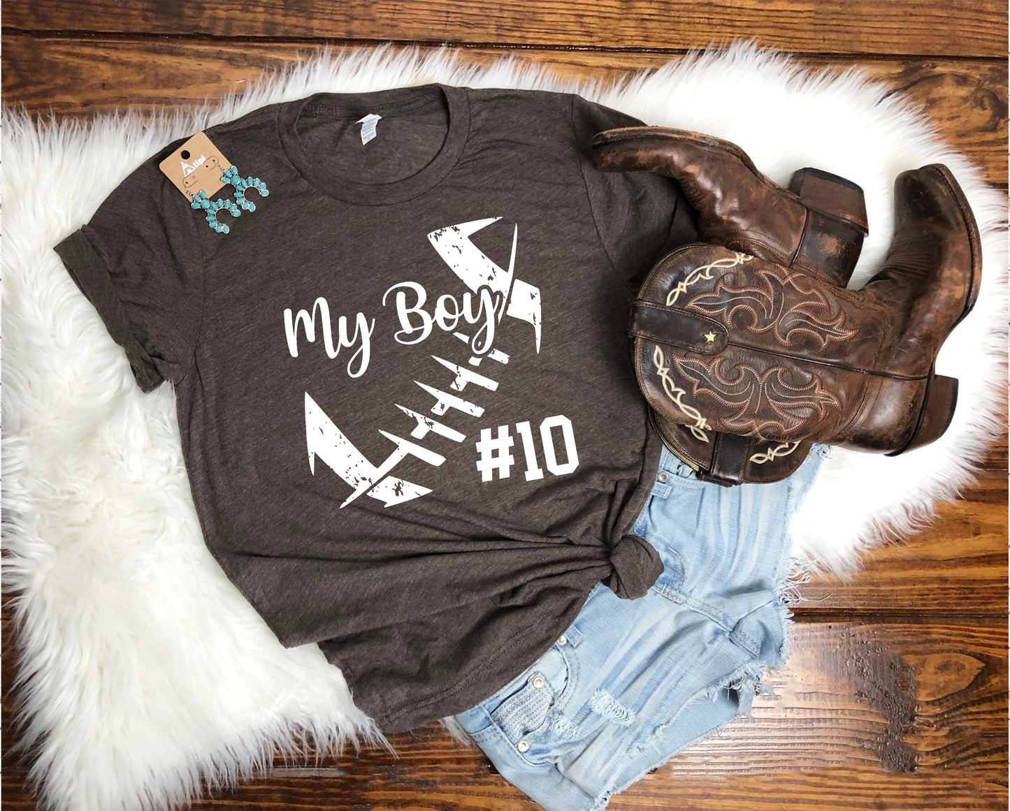 Wholesale Football My Boy Graphic Tee - Heather Brown