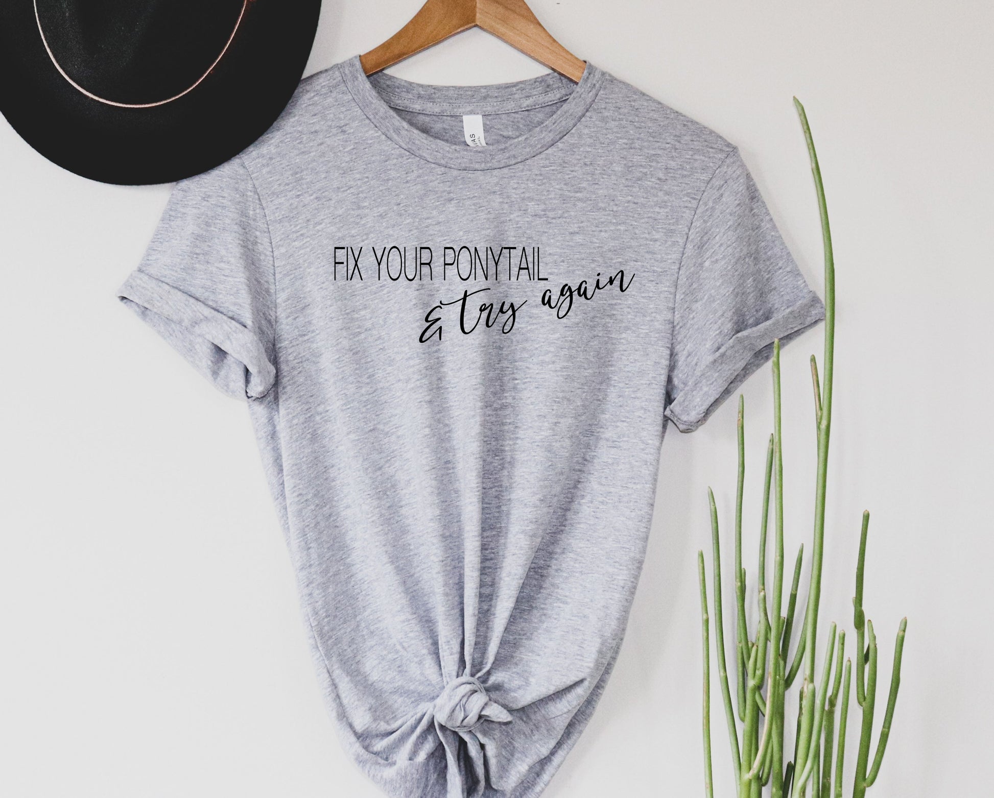 Wholesale Fix Your Ponytail Graphic Tee - Black
