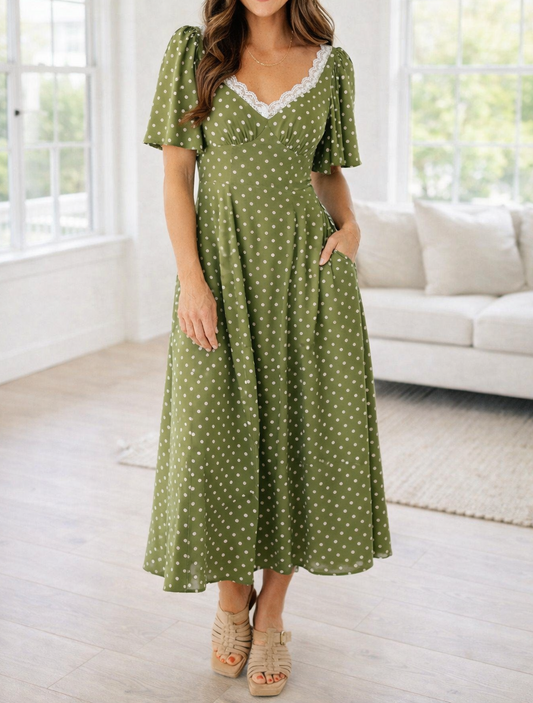 Green Polka Dot Lace Maxi LT