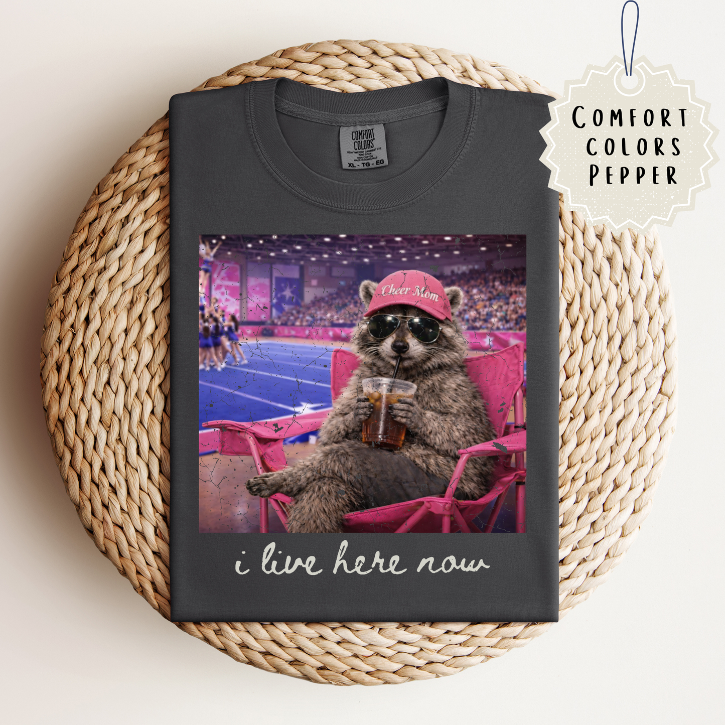 Raccoon Cheer Mom Tee.