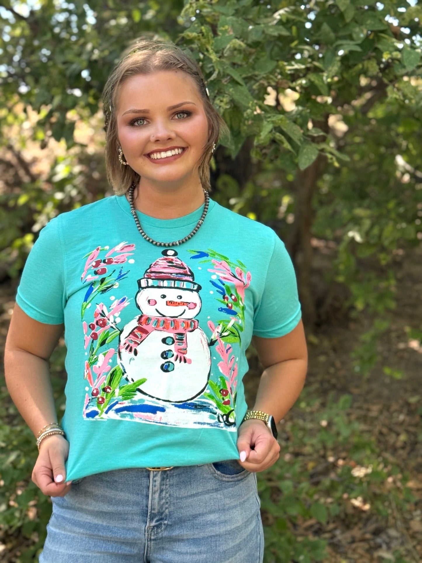 Callie Ann Stelter Snowman Tee and Poncho Sweatshirt