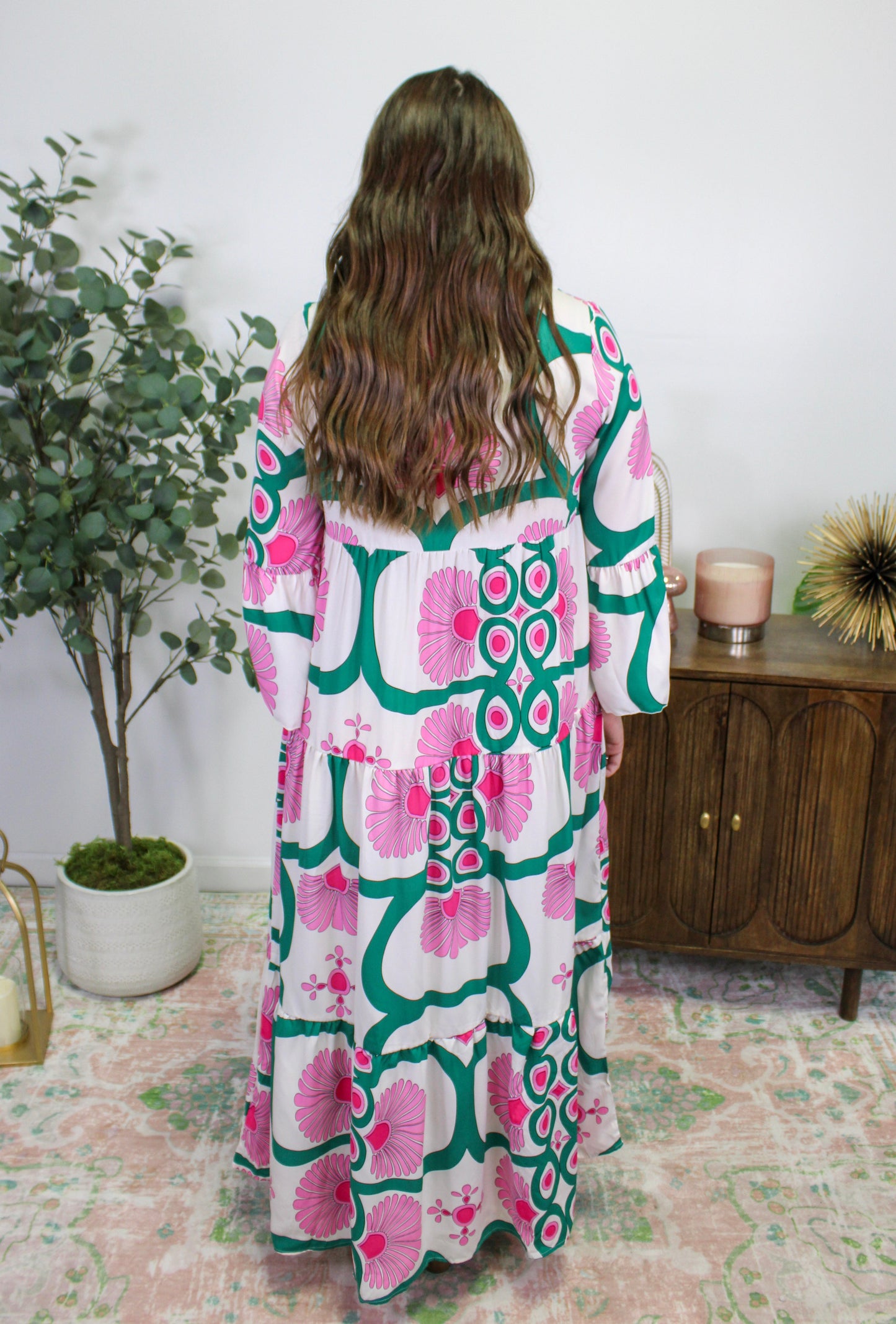 Green and Pink Floral Maxi RTS