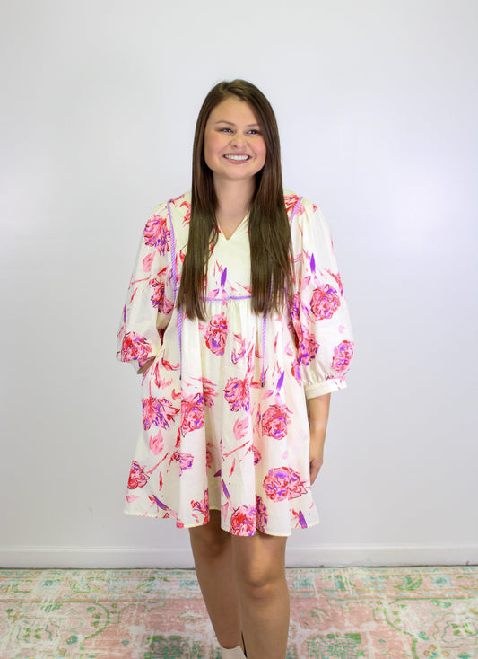 Pink Floral Babydoll Dress RTS