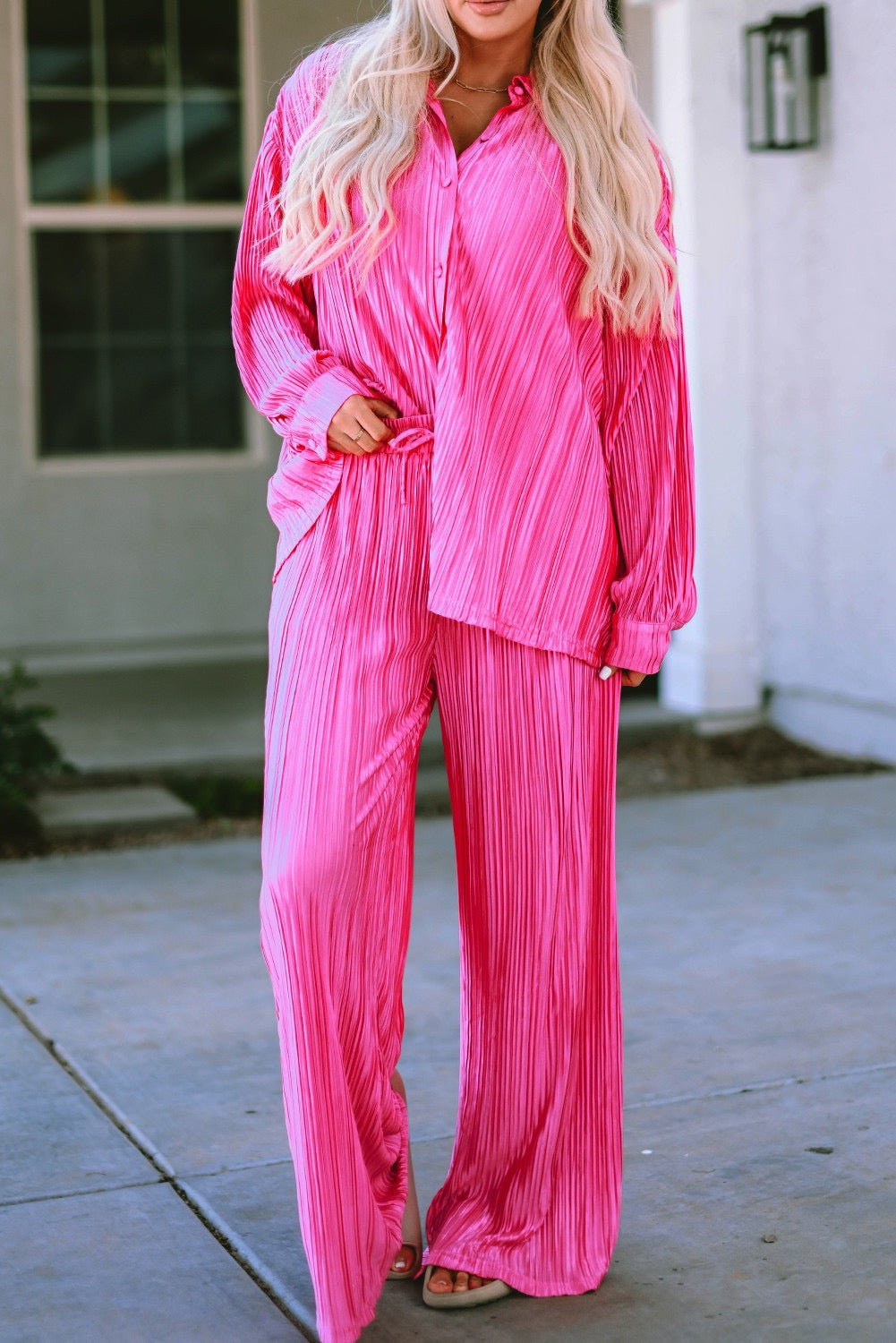 Pink Pleated Pants Set December.