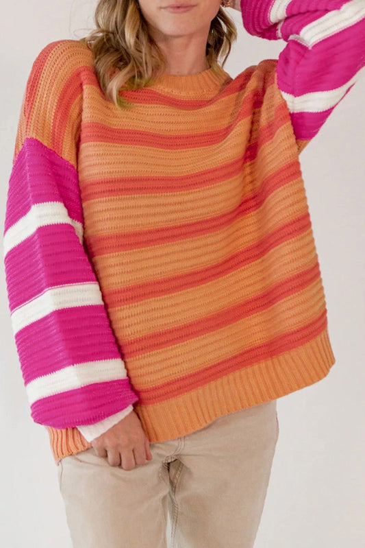 Orange Striped Colorblock Sweater RTS