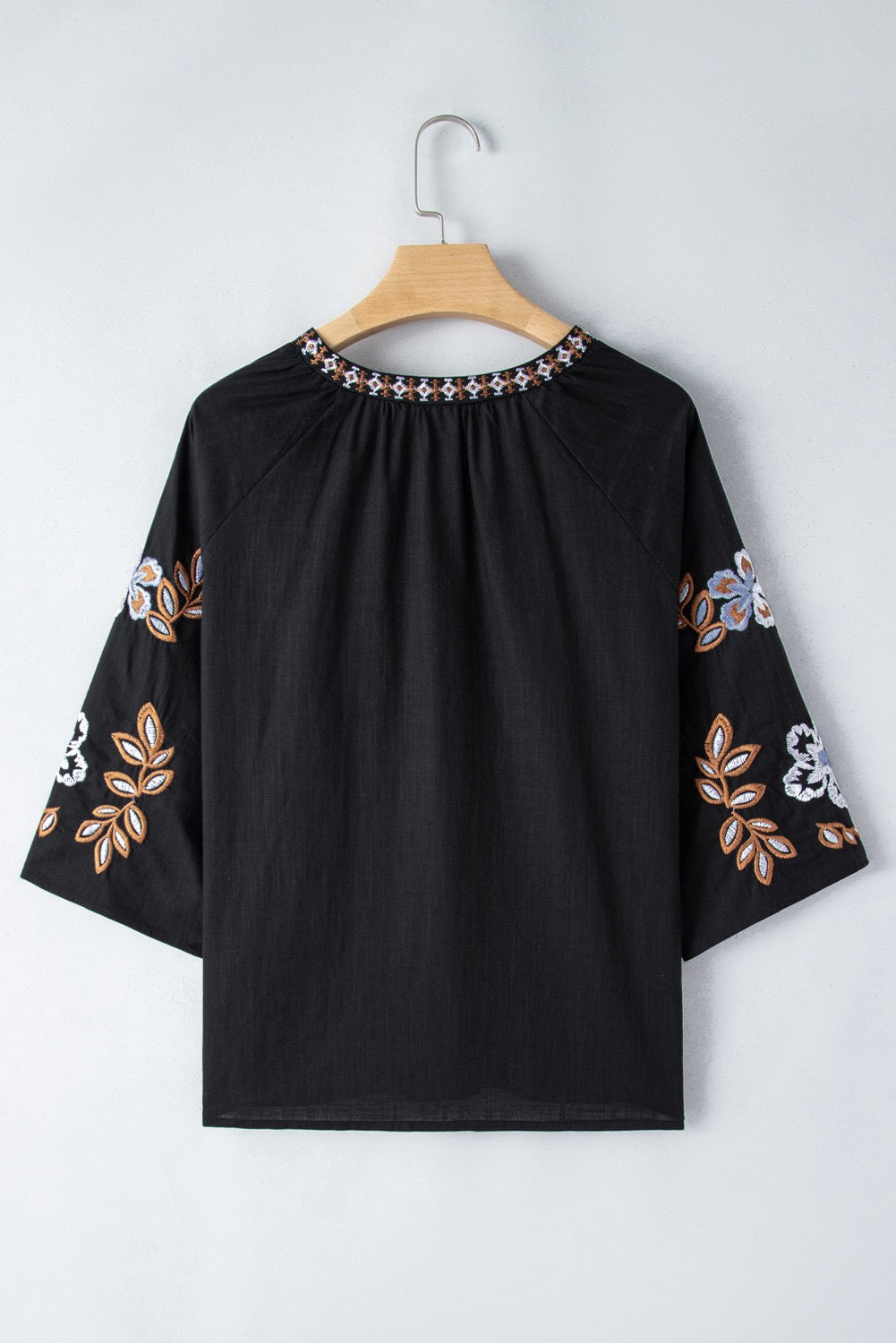 Black Floral Embroidered Blouse RTS