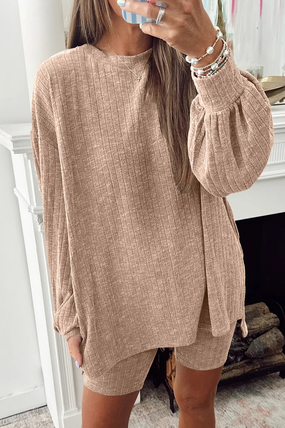 Khaki Ribbed Knitted Set November.