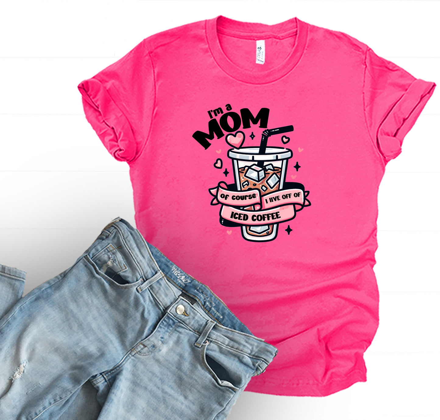Wholesale Live off of Iced Coffee Graphic Tee - Fuschia Tee
