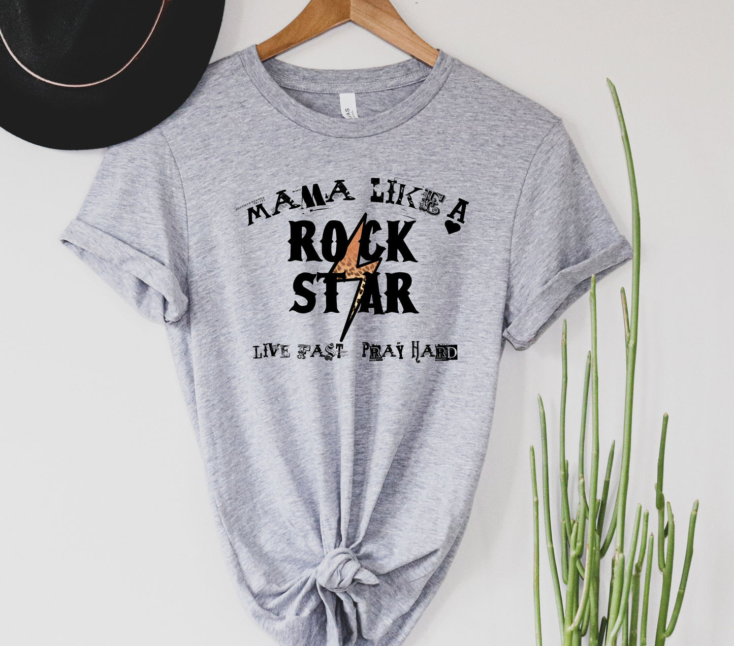 Wholesale Mama Like A Rock Star Graphic Tee - Heather Sand