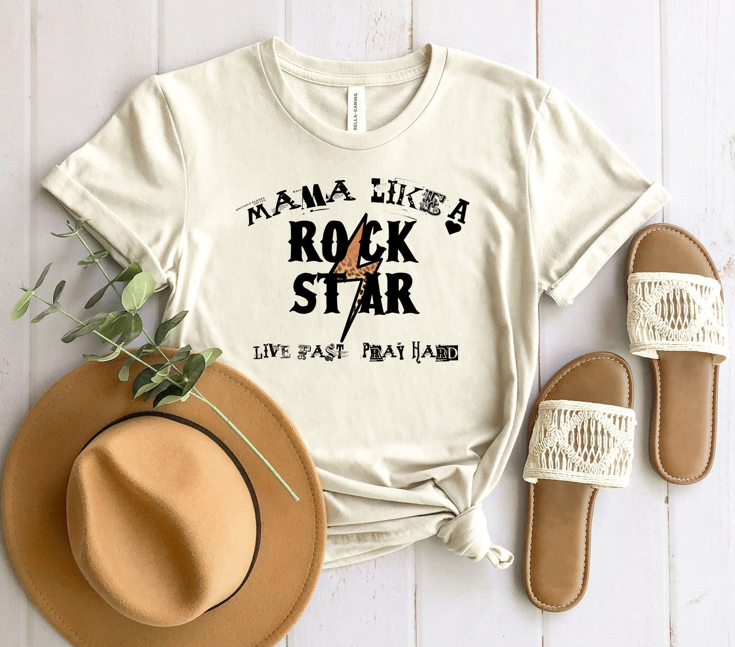 Wholesale Mama Like A Rock Star Graphic Tee - Heather Grey