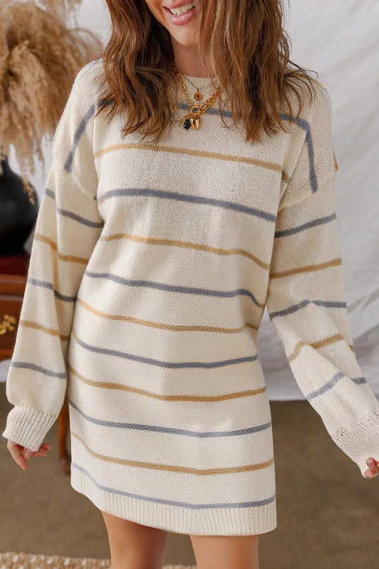 Multicolor Stripe Sweater Dress LT