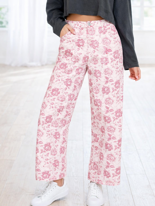 Pink Floral Shift Pants LT