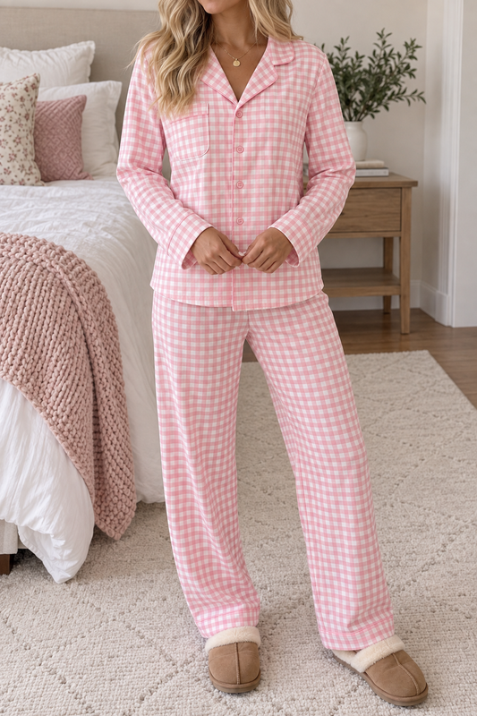 Pink Plaid PJ Set
