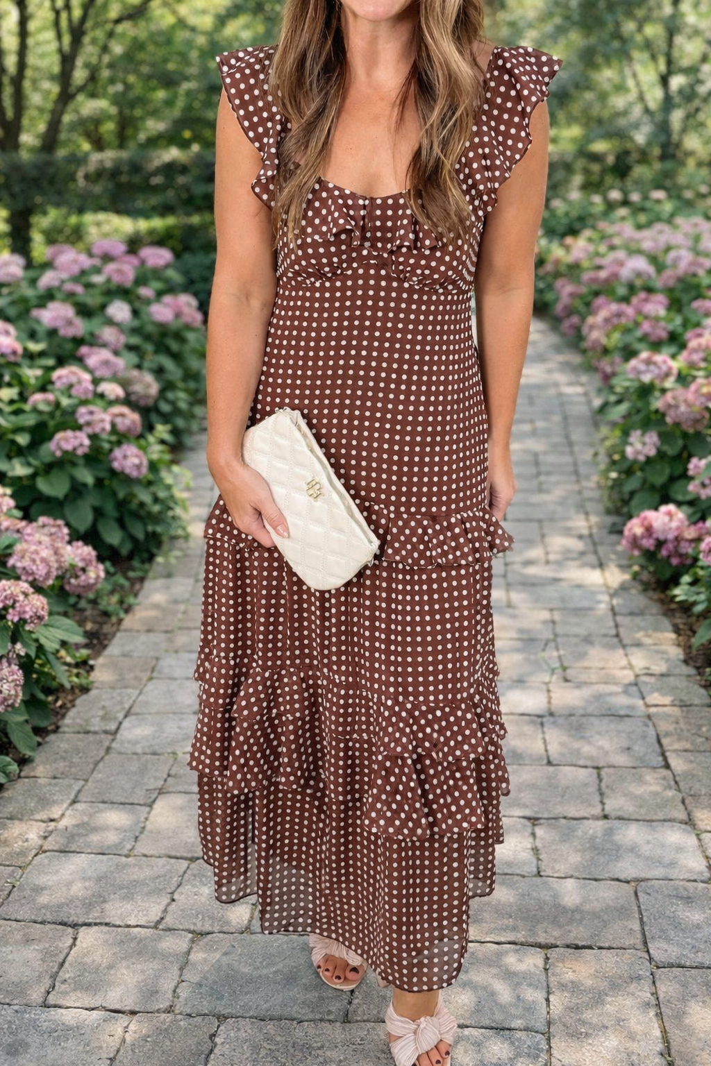Polka Dot Ruffled Maxi Dress