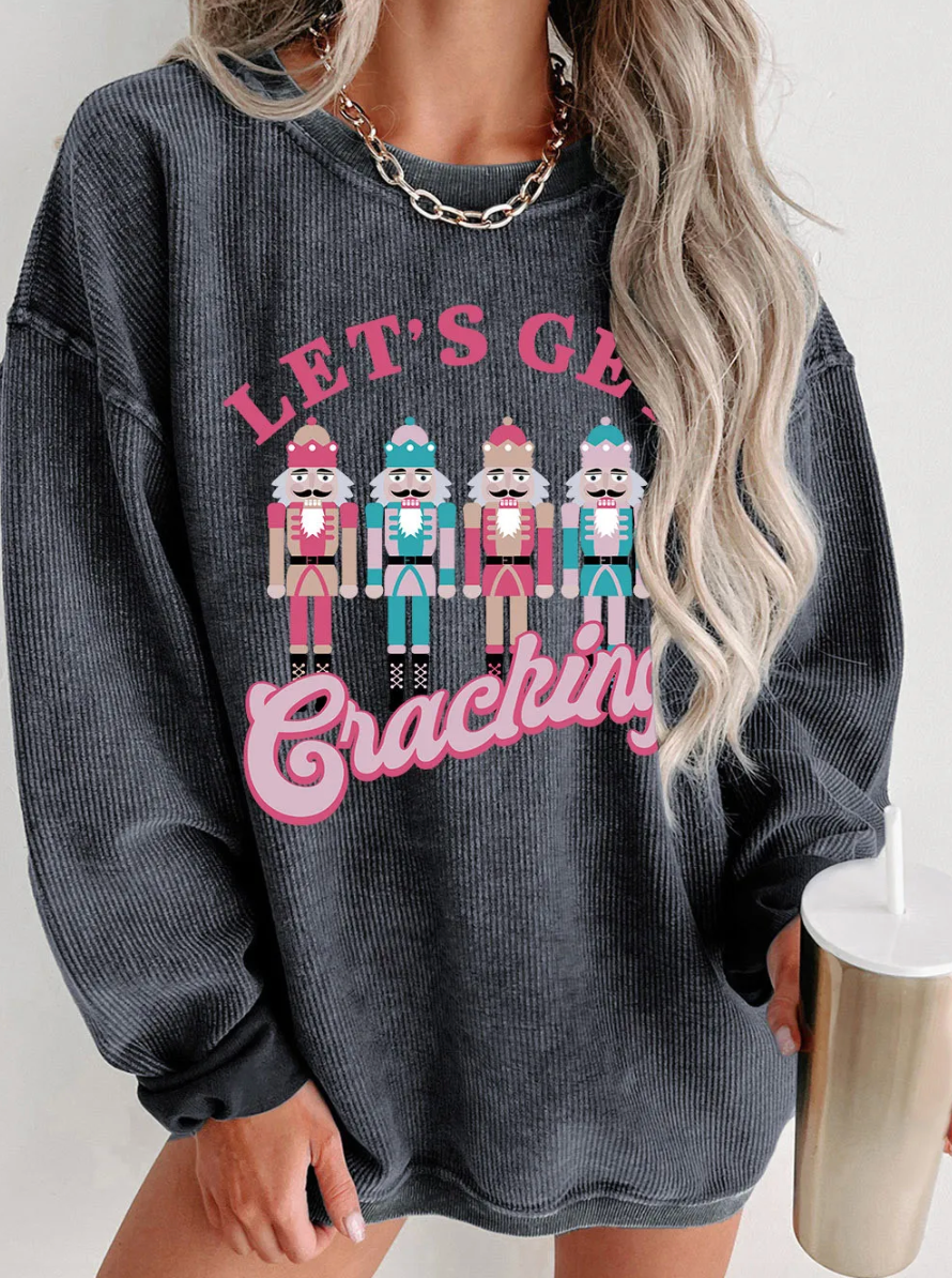 GRAY LETS GET CRACKING RIBBED SWEATSHIRT RTS