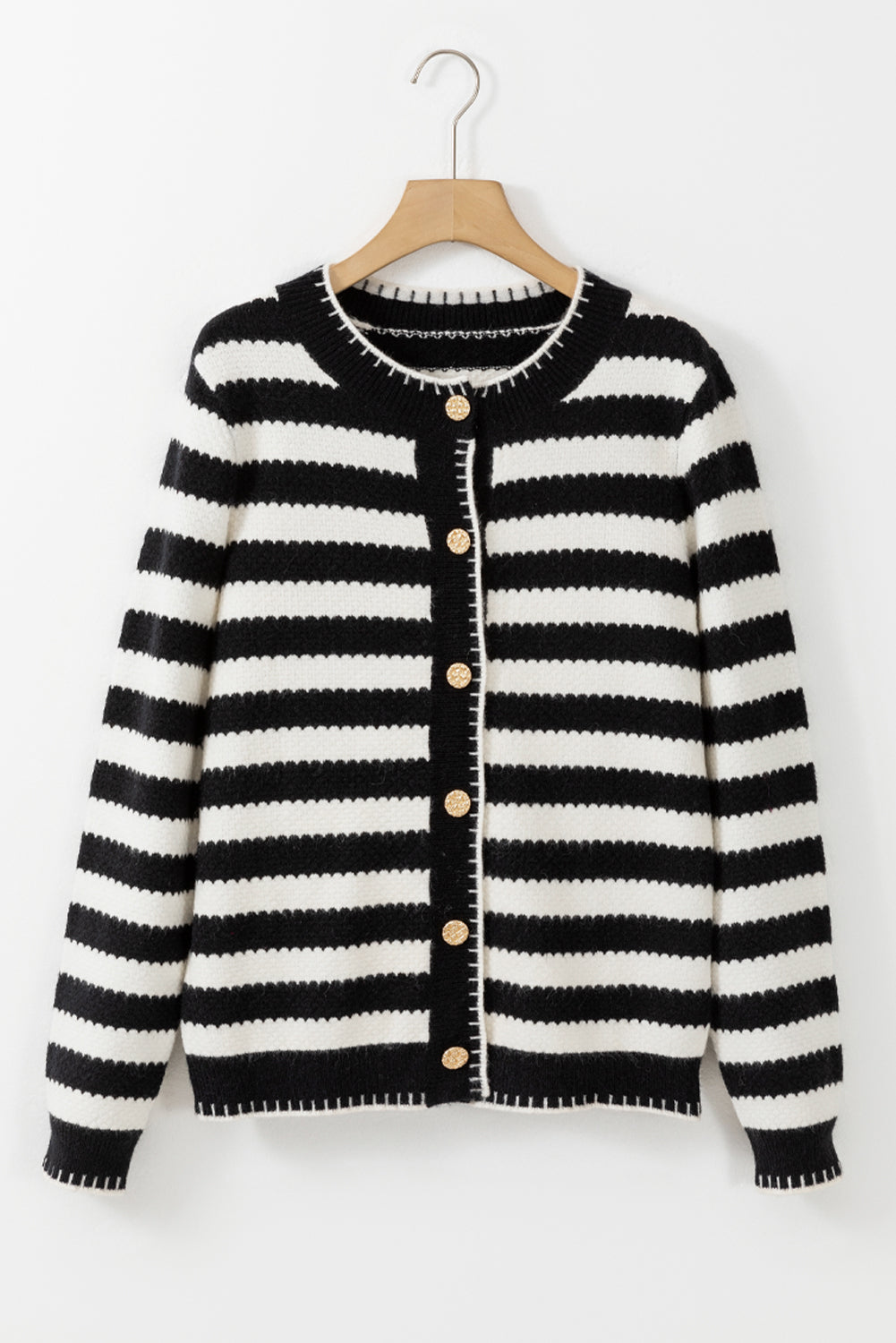 Stripe Gold Button Cardigan August.