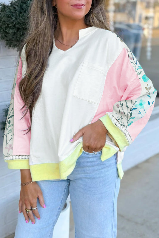 White Floral Patchwork Top LT