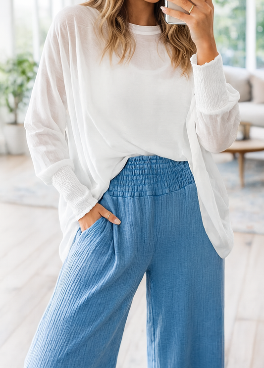 White Semi Sheer Blouse LT